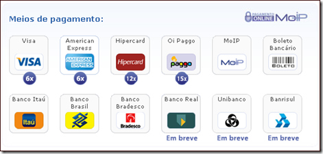 Formas de Pagamento MoIP
