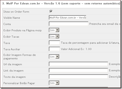 Módulo 1.6 Compatível com o WHMCS 4